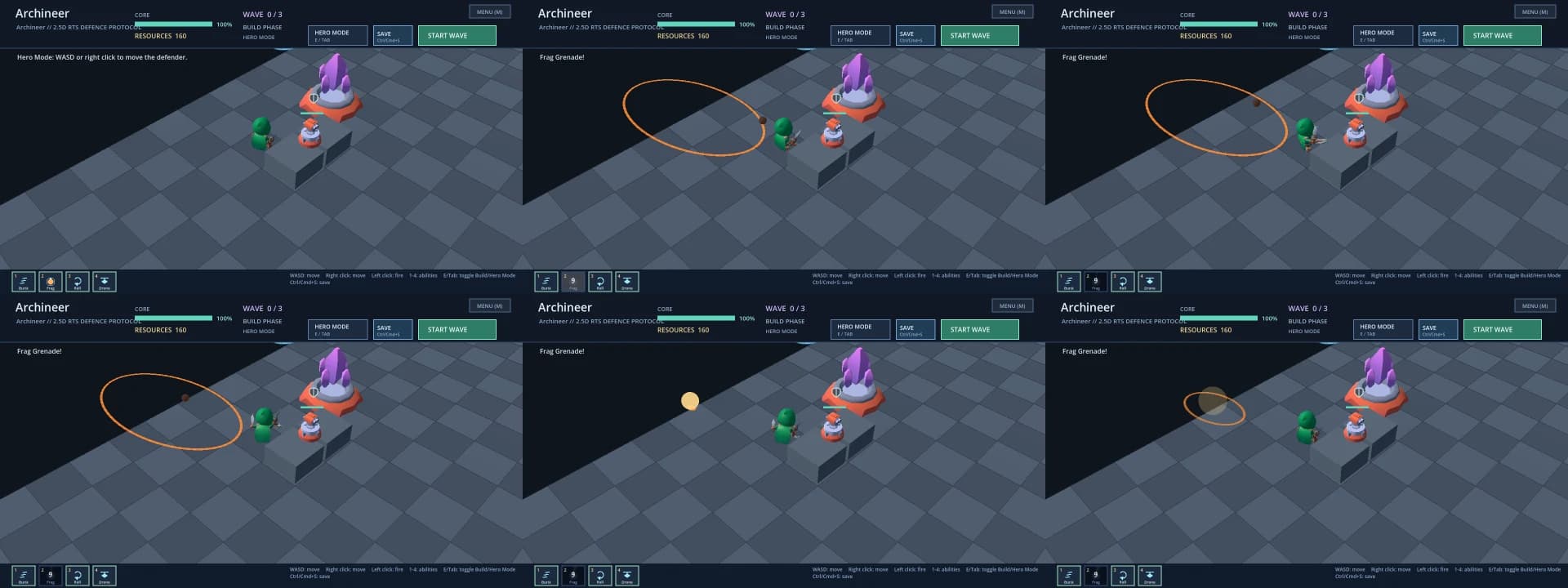 Range's Frag Grenade ability, six frames